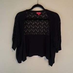 Elle Black Open Front Crop Sweater